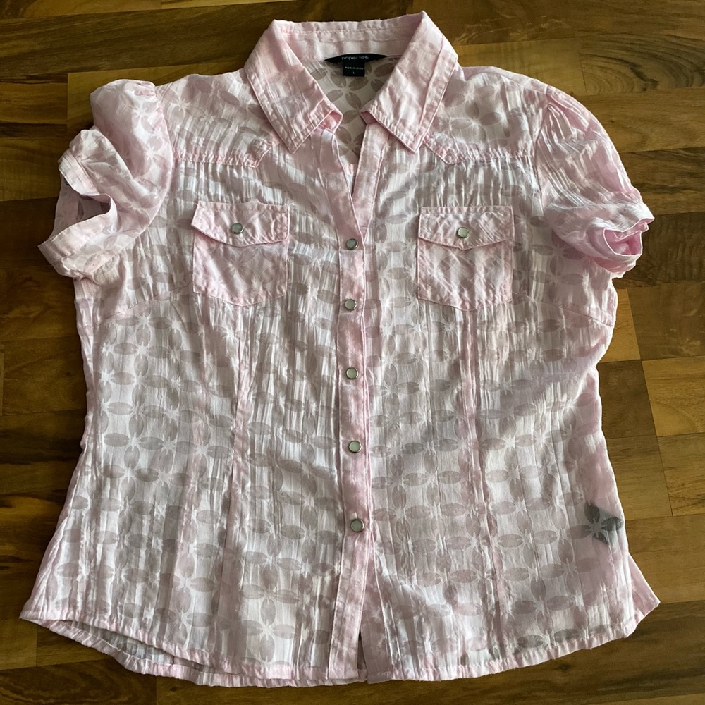 Pink button down short sleeve